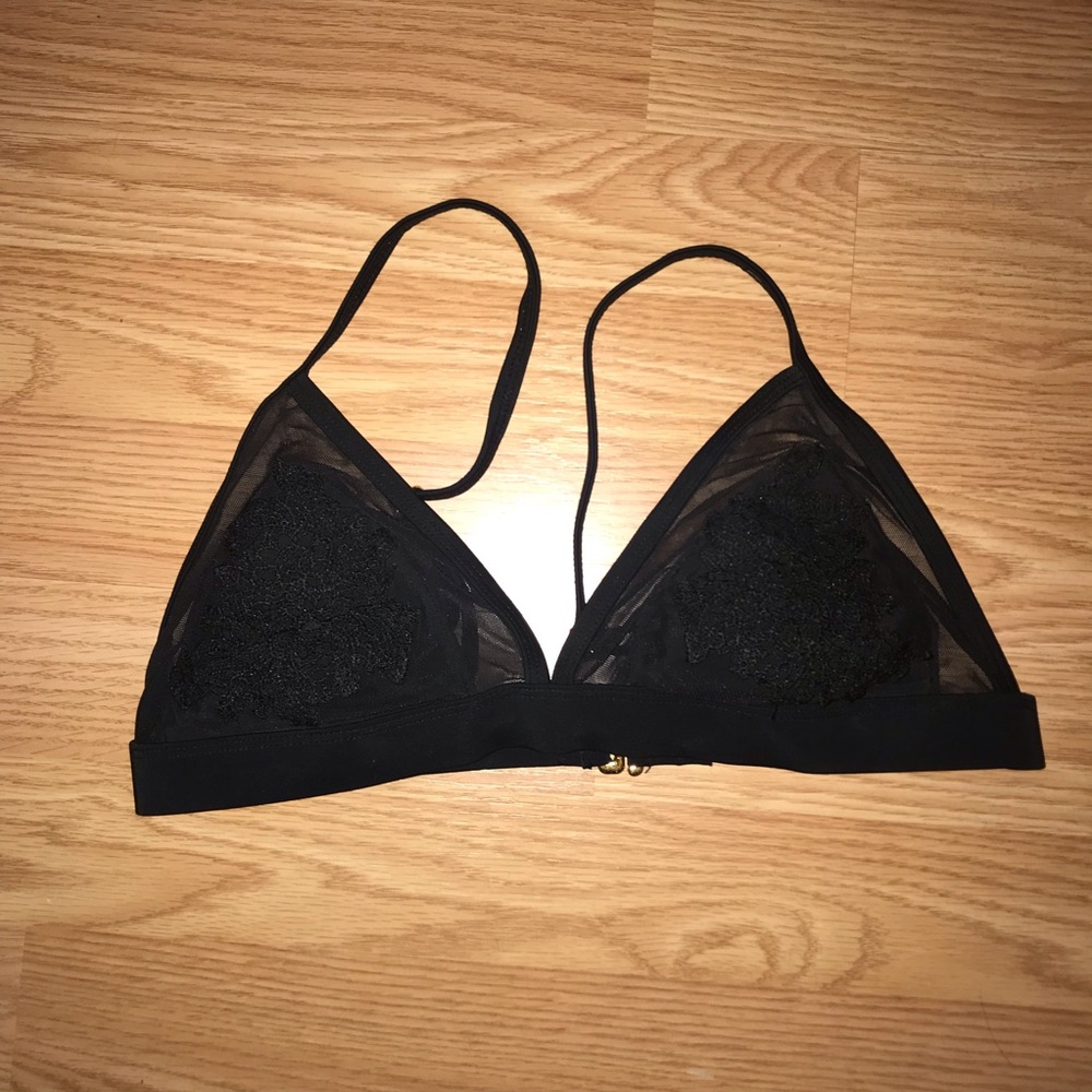 mesh and floral design bikini top